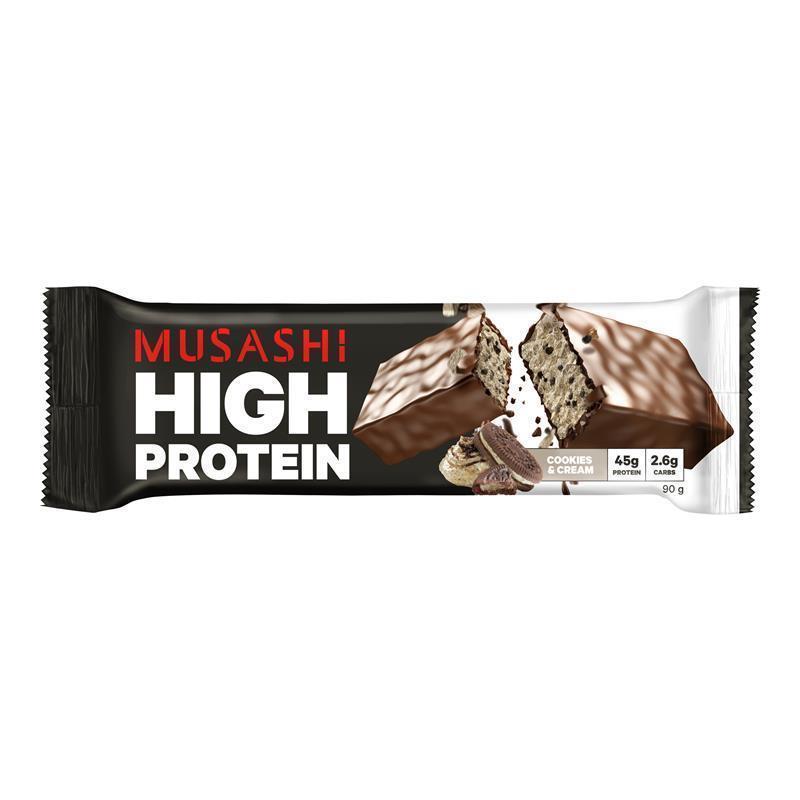 Load image into Gallery viewer, Musashi High Protein Bar Cookies And Cream 90g
