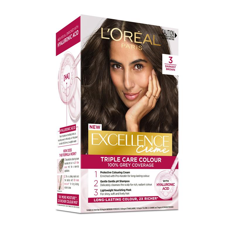 Load image into Gallery viewer, L'Oreal Excellence Creme 3 Darkest Brown Hair Colour
