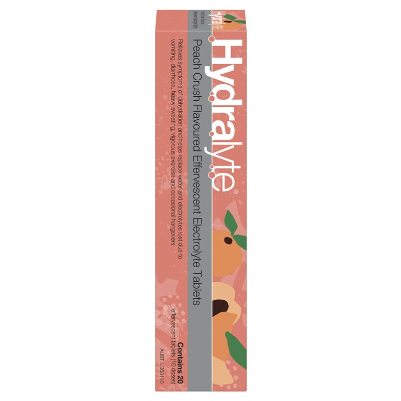 Load image into Gallery viewer, Hydralyte Electrolyte Effervescent Peach Crush 20 Tablets
