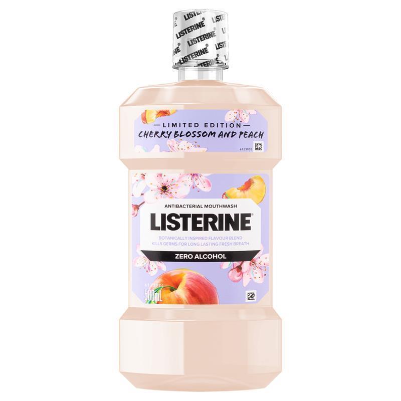 Load image into Gallery viewer, Listerine Zero Alcohol Antibacterial Mouthwash Limited Edition Cherry Blossom and Peach 500mL
