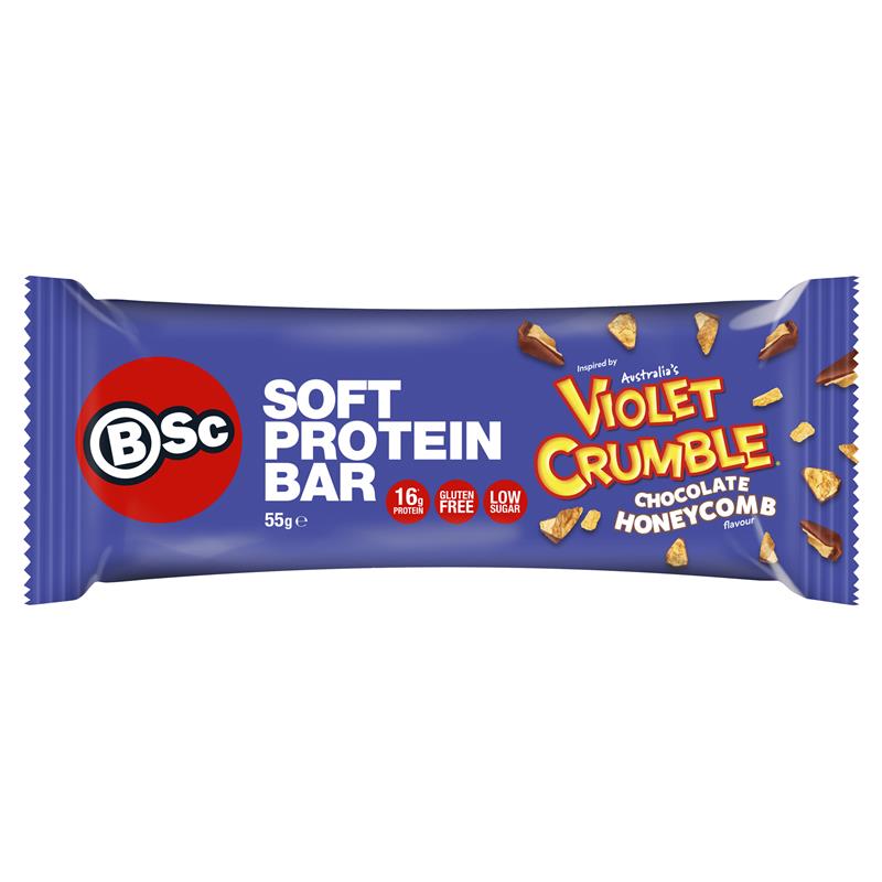 Load image into Gallery viewer, BSc x Violet Crumble Soft Protein Bar Chocolate Honeycomb 55g
