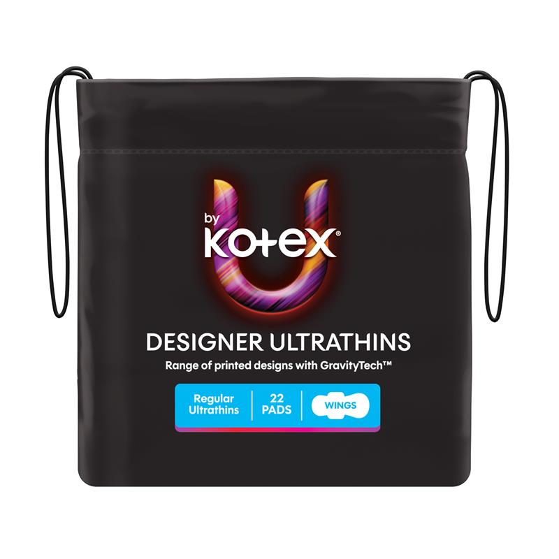 Load image into Gallery viewer, U By Kotex Designer Series Ultrathins Pads Wing Regular 22 Pack
