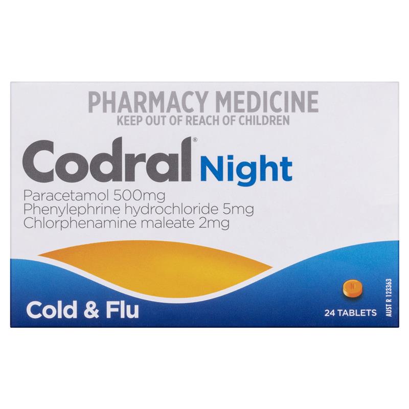 Load image into Gallery viewer, Codral Nightime Cold &amp; Flu 24 Tablets
