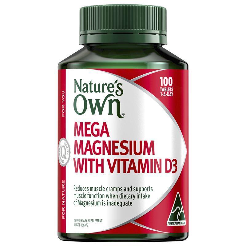 Load image into Gallery viewer, Nature's Own Mega Magnesium With Vitamin D3 100 Tablets
