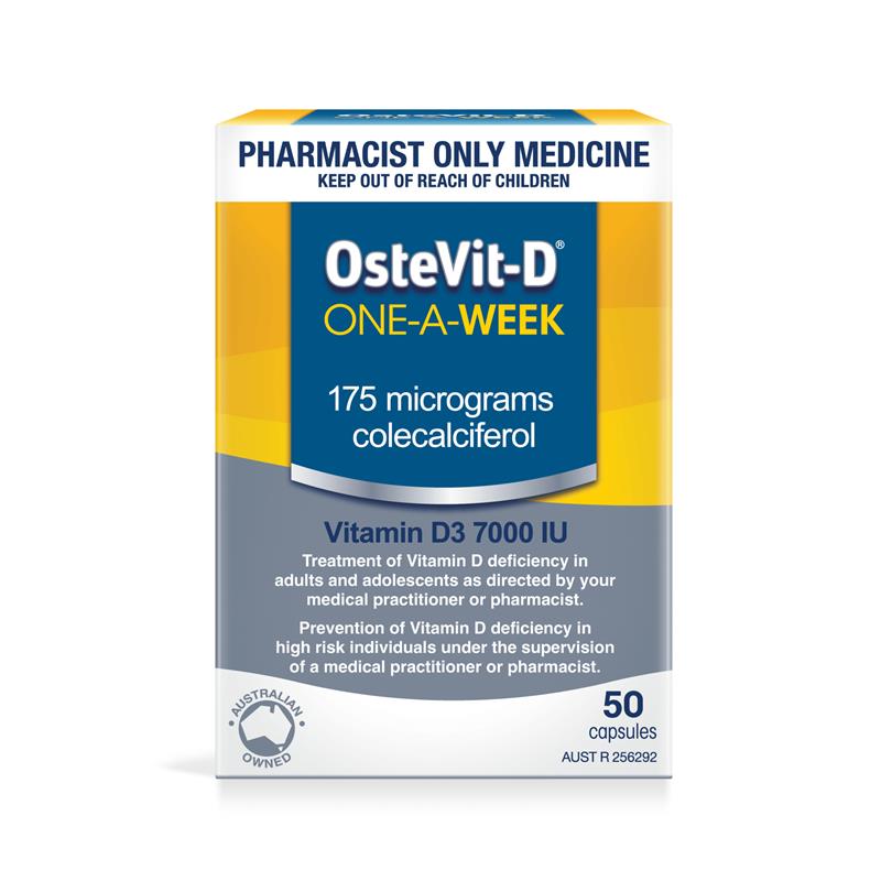Load image into Gallery viewer, OsteVit-D Vitamin D3 7000iu 1 A Week 50 Capsules - Colecalciferol (S3)
