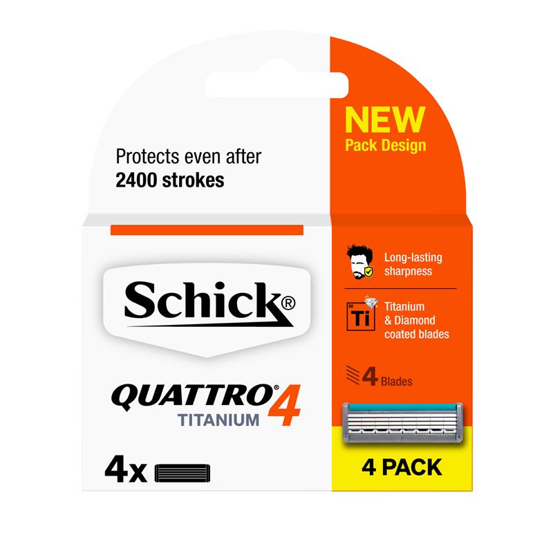 Load image into Gallery viewer, Schick Quattro 4 Titanium Mens Refill Razor Blades 4pk
