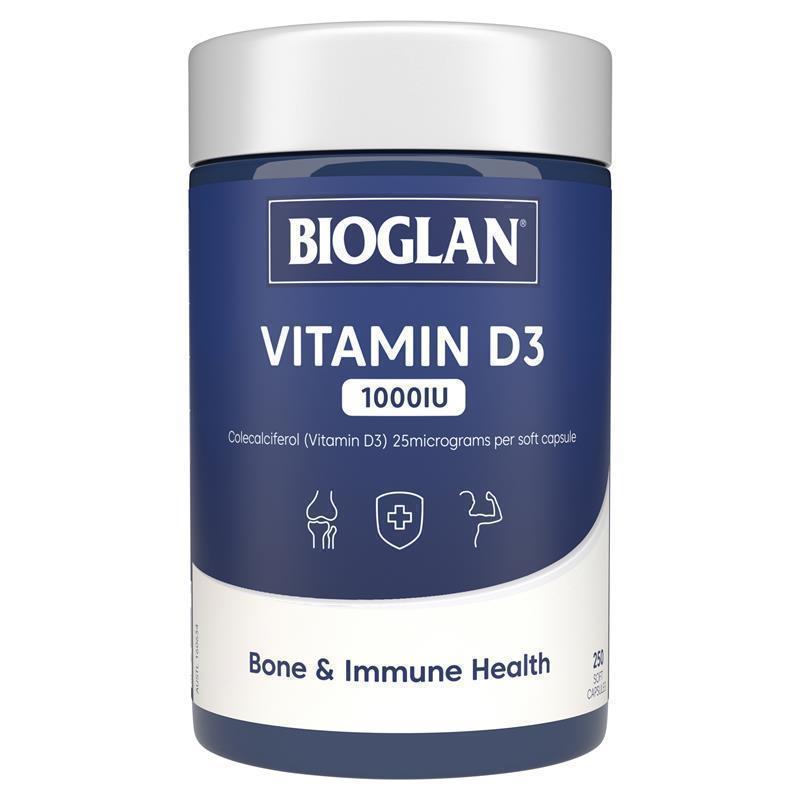 Load image into Gallery viewer, Bioglan Vitamin D3 1000IU 250 Capsules
