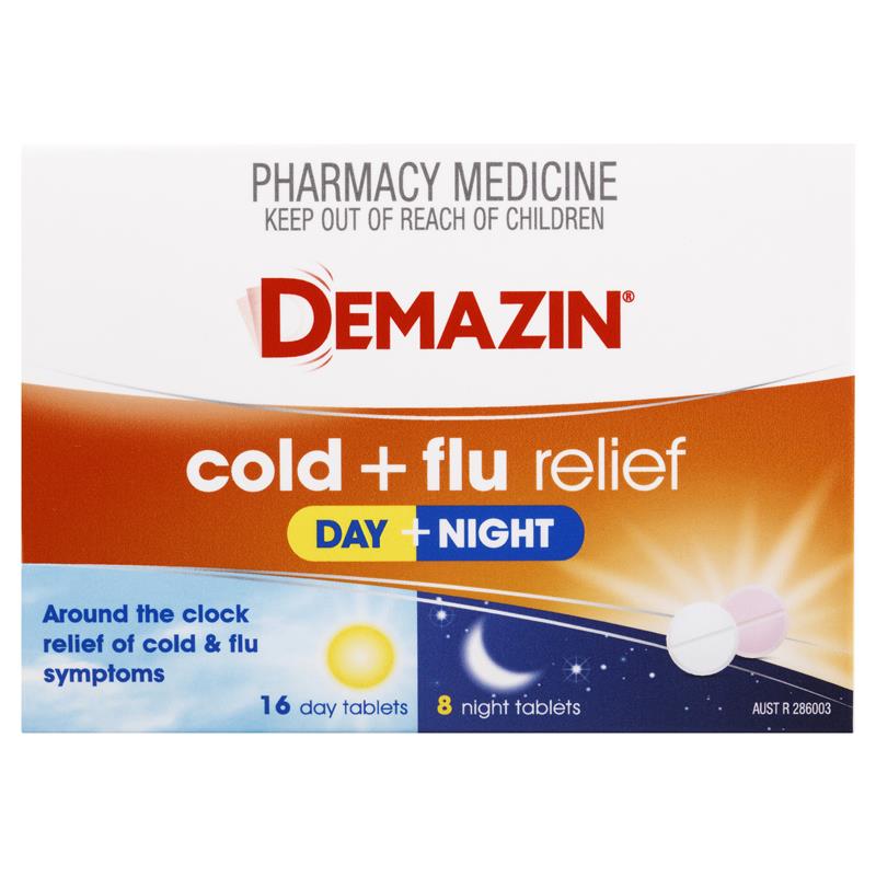 Load image into Gallery viewer, Demazin Cold &amp; Flu Relief Day + Night 24 Tablets
