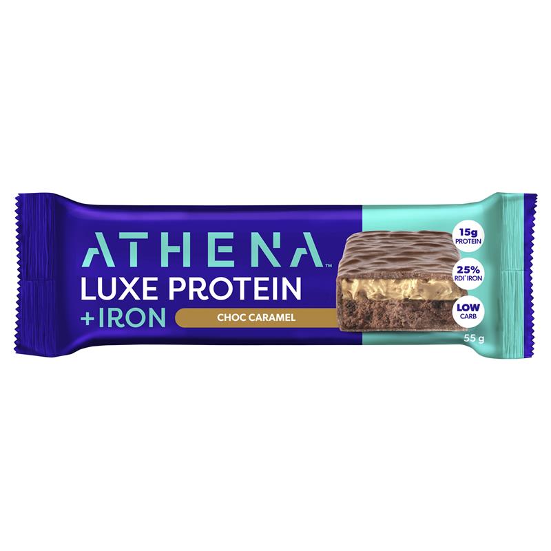 Load image into Gallery viewer, Athena Luxe Protein + Iron Choc Caramel 55g
