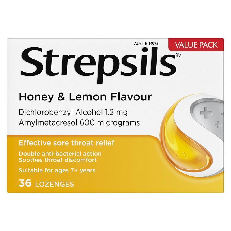 Load image into Gallery viewer, Strepsils Throat Lozenges Soothing Honey &amp; Lemon 36 Pack
