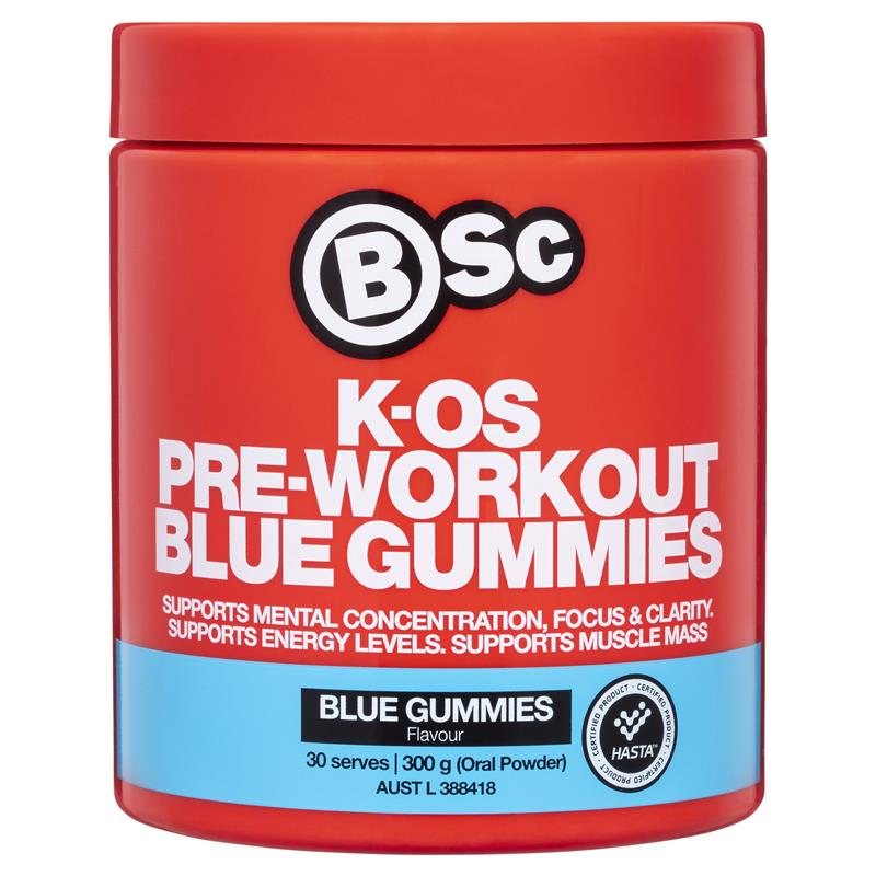 Load image into Gallery viewer, BSc K-OS Pre-Workout Blue Gummies 300g
