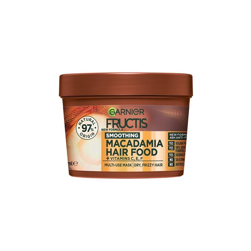Load image into Gallery viewer, Garnier Fructis Hair Food Smoothing Macadamia 3-in-1 Mask Treatment for Dry &amp; Unruly Hair 390ml
