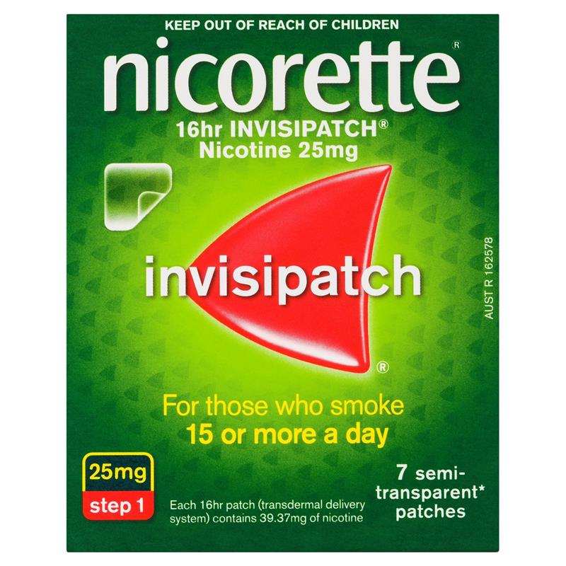 Load image into Gallery viewer, Nicorette Quit Smoking Nicotine 16 hour Invisipatch Step 1 25mg 7 Pack

