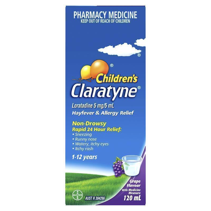 Load image into Gallery viewer, Children's Claratyne Allergy &amp; Hayfever Relief Syrup For Kids Grape Flavour 120mL
