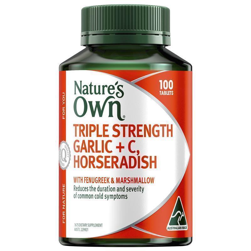 Load image into Gallery viewer, Nature's Own Triple Strength Garlic C Horseradish 100 Tablets
