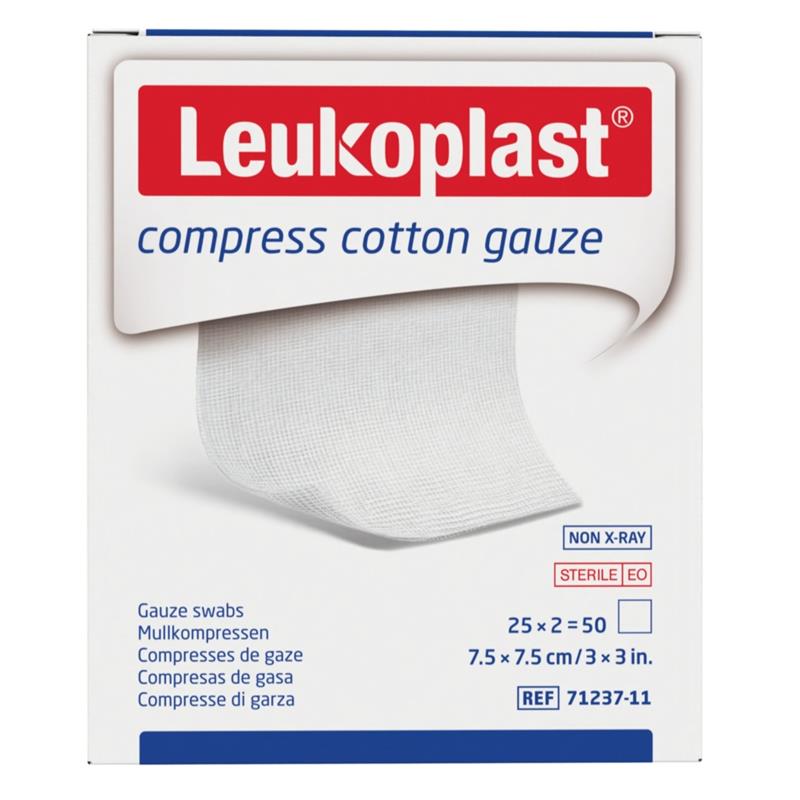 Load image into Gallery viewer, Leukoplast Compress Cotton Gauze 7.5 x 7.5cm 50 Pack
