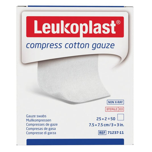 Leukoplast Compress Cotton Gauze 7.5 x 7.5cm 50 Pack