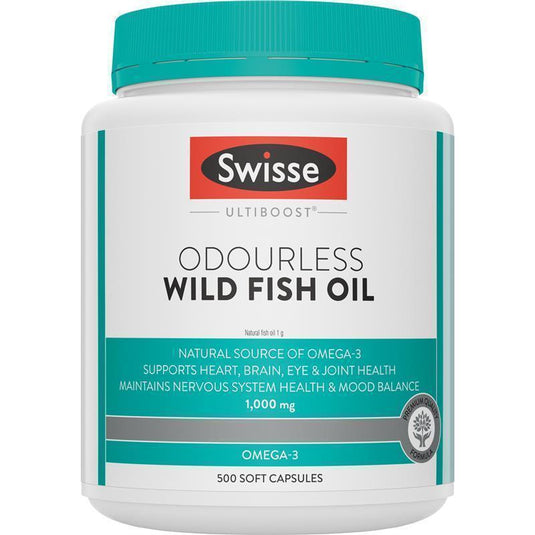 Swisse Ultiboost Odourless Wild Fish Oil 1000mg 500 Capsules Exclusive Size