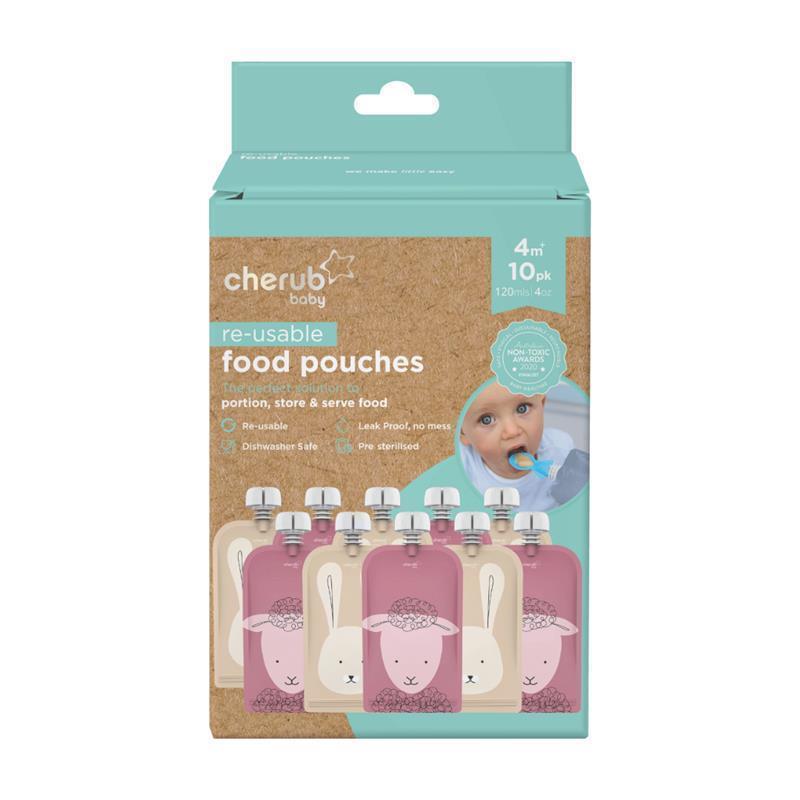 Load image into Gallery viewer, On The Go Food Pouch Dusty Rose &amp; Sand 120ml Animal Print 10 Pack
