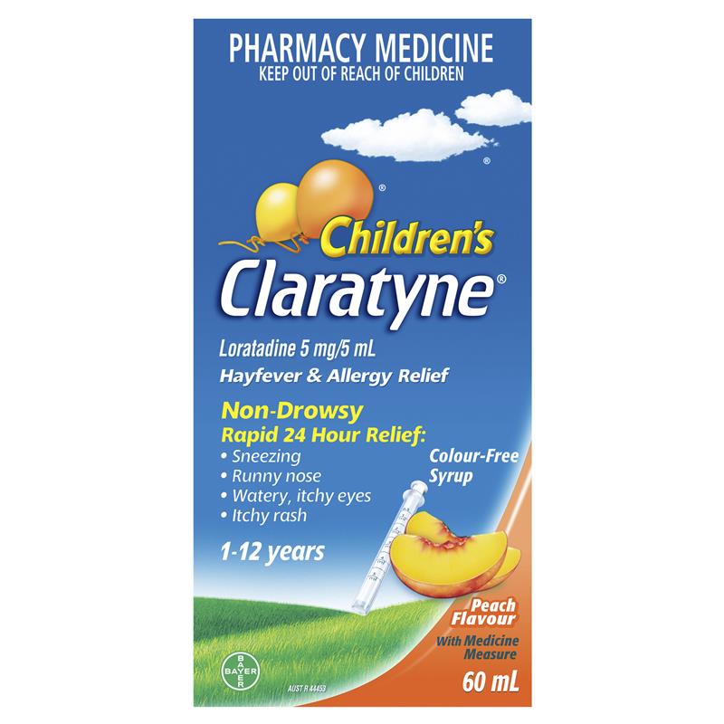 Load image into Gallery viewer, Children's Claratyne Allergy &amp; Hayfever Relief Syrup For Kids Peach Flavour 60mL
