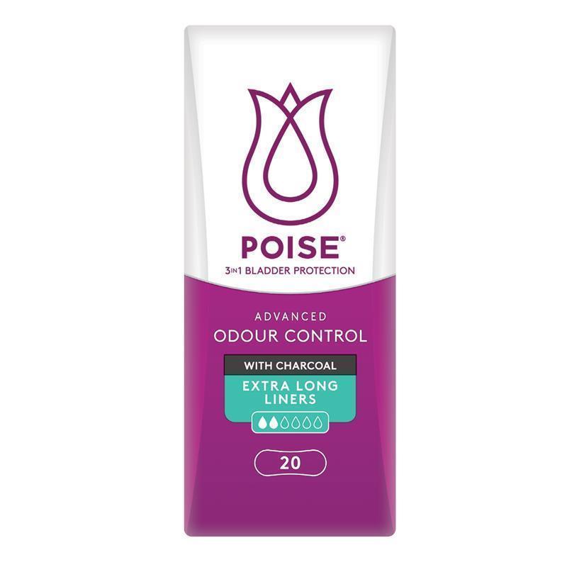 Load image into Gallery viewer, Poise Charcoal Extra Long Liner 20 Pack
