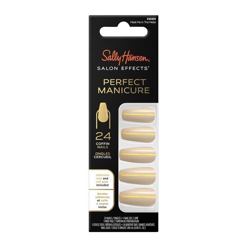 Load image into Gallery viewer, Sally Hansen Salon Effects Perfect Manicure 24 Coffin Press On Nails Meet me in the Metal
