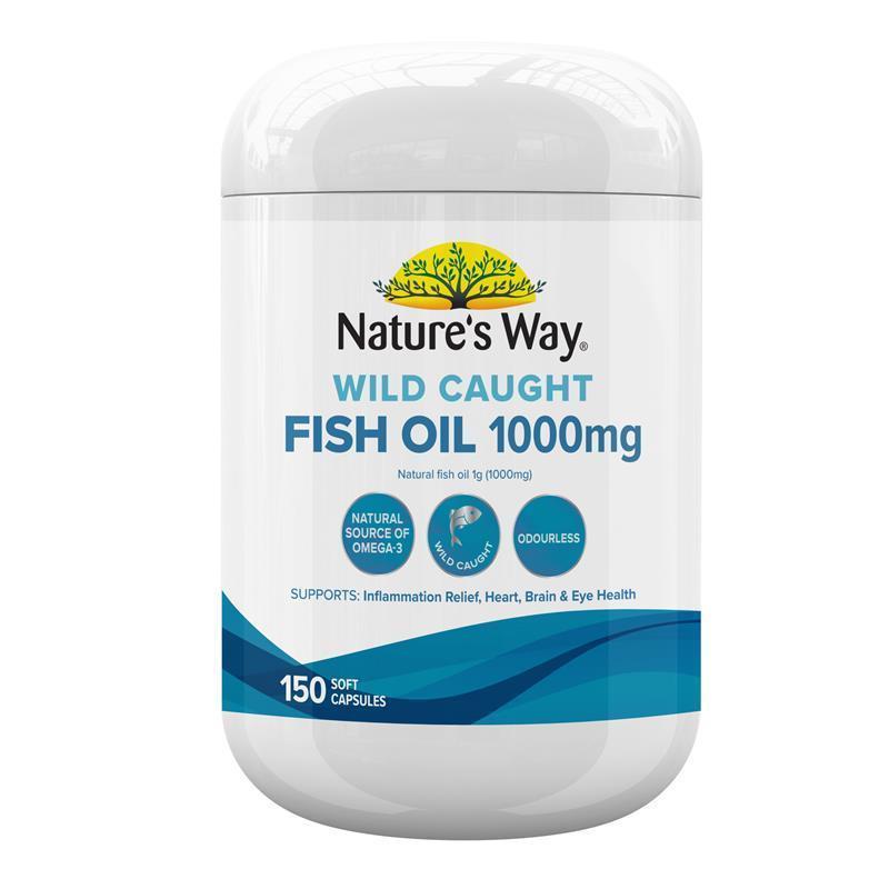 Load image into Gallery viewer, Nature's Way Wild Caught Odourless Fish Oil 1000mg 150 Capsules
