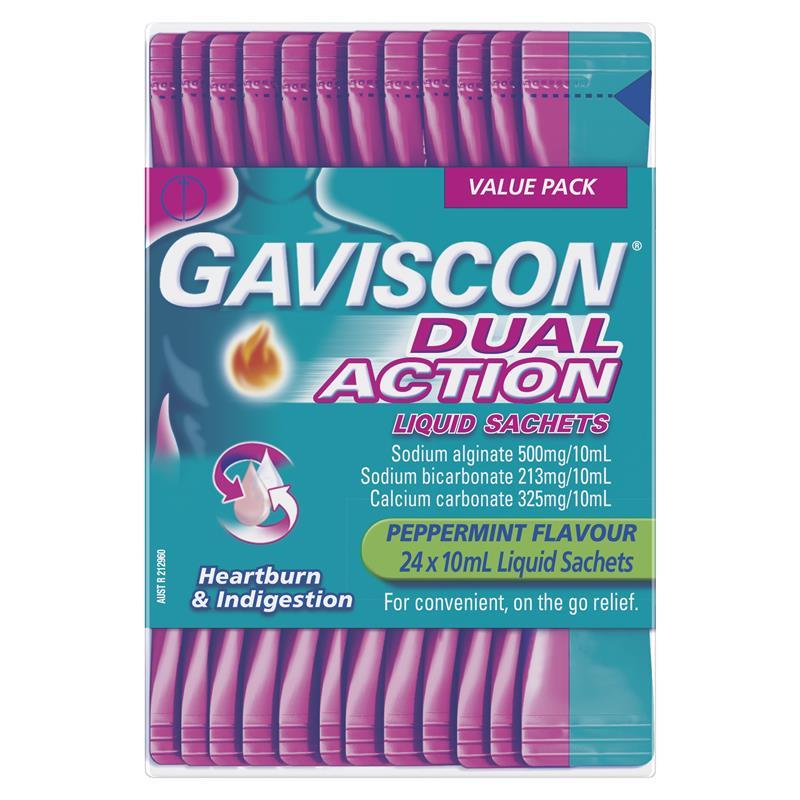Load image into Gallery viewer, Gaviscon Dual Action Liquid Sachets Peppermint 24 Pack
