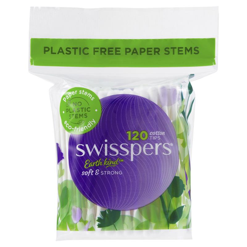 Load image into Gallery viewer, Swisspers Paper Stems Cotton Tips 120
