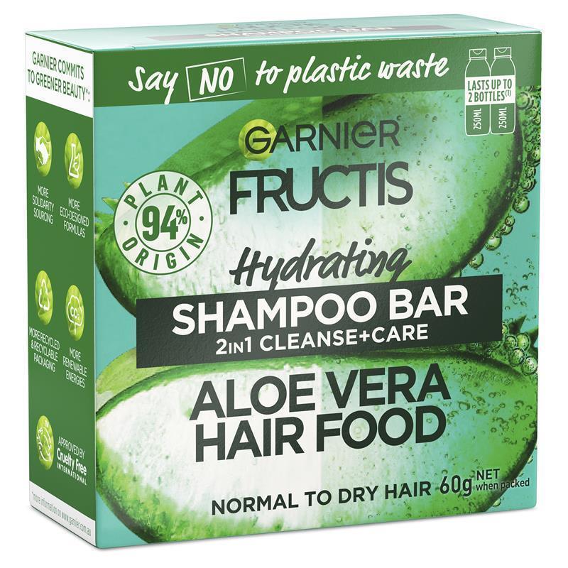 Load image into Gallery viewer, Garnier Fructis Aloe Vera Hair Food 2 In 1 Shampoo Bar 60g

