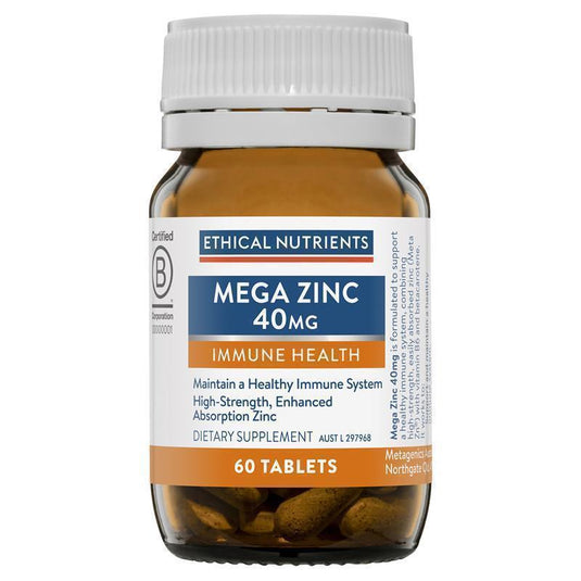 Ethical Nutrients Mega Zinc 40mg 60 Tablets