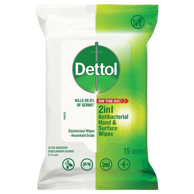 Load image into Gallery viewer, Dettol Hands and Surface Wipes 15pk 2 in 1 Antibacterial

