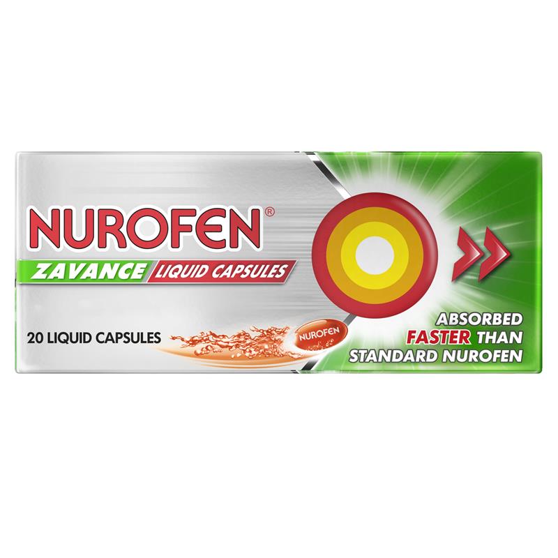 Load image into Gallery viewer, Nurofen Zavance Fast Pain Relief Liquid Capsules 200mg Ibuprofen 20 pack

