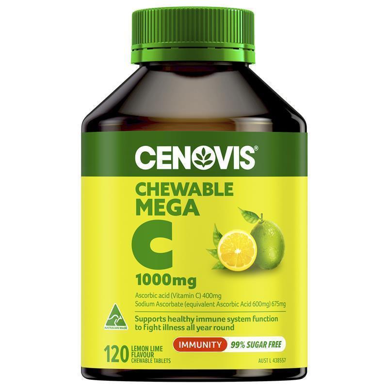 Load image into Gallery viewer, Cenovis Chewable Mega Vitamin C 1000mg Lemon Lime 120 Tablets
