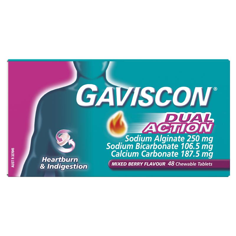 Load image into Gallery viewer, Gaviscon Dual Action Chewable Tablets Heartburn and Indigestion Relief Mixed Berry 48 Pack
