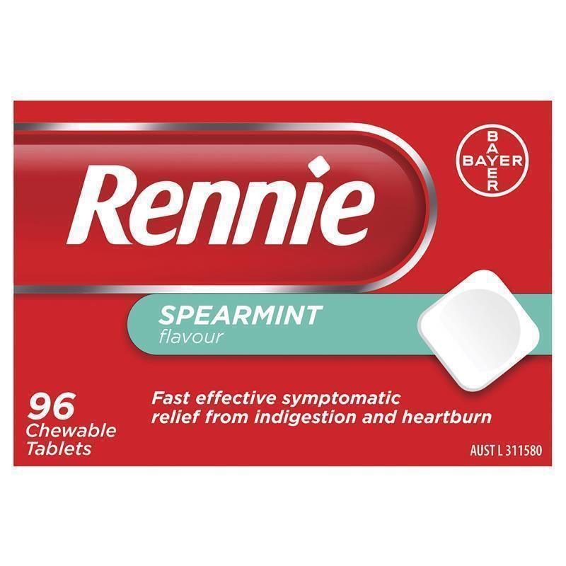 Load image into Gallery viewer, Rennie Indigestion and Heartburn Relief Spearmint 96 Chewable Tablets
