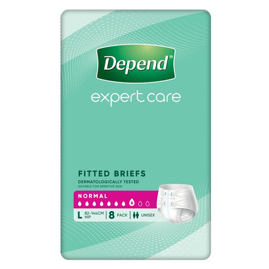 Depend Fitted Briefs Large 8 Pack