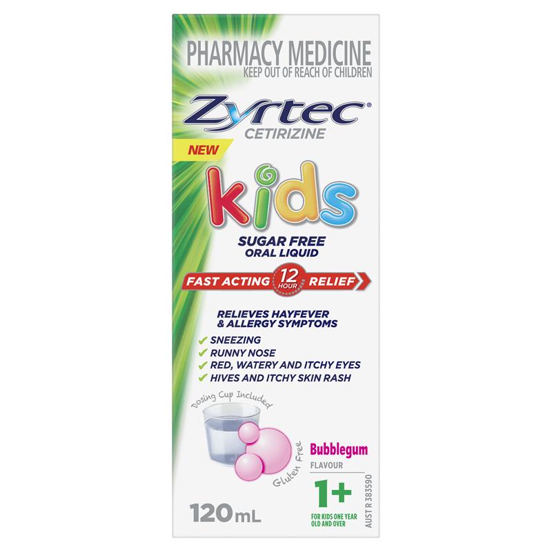 Load image into Gallery viewer, Zyrtec Kids Antihistamine Allergy &amp; Hayfever Oral Liquid Bubblegum 120ml
