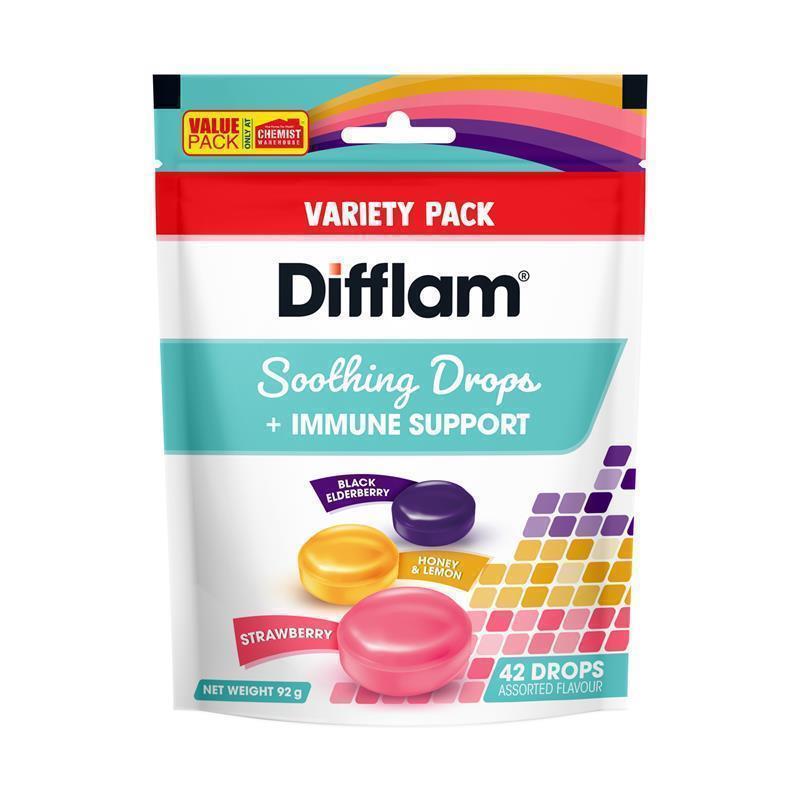 Load image into Gallery viewer, Difflam Soothing Drops + Immune Support Assorted Flavours 42 Drops
