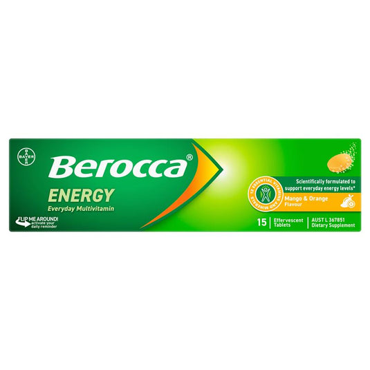 Berocca Energy Mango And Orange 15 Effervescent Tablets