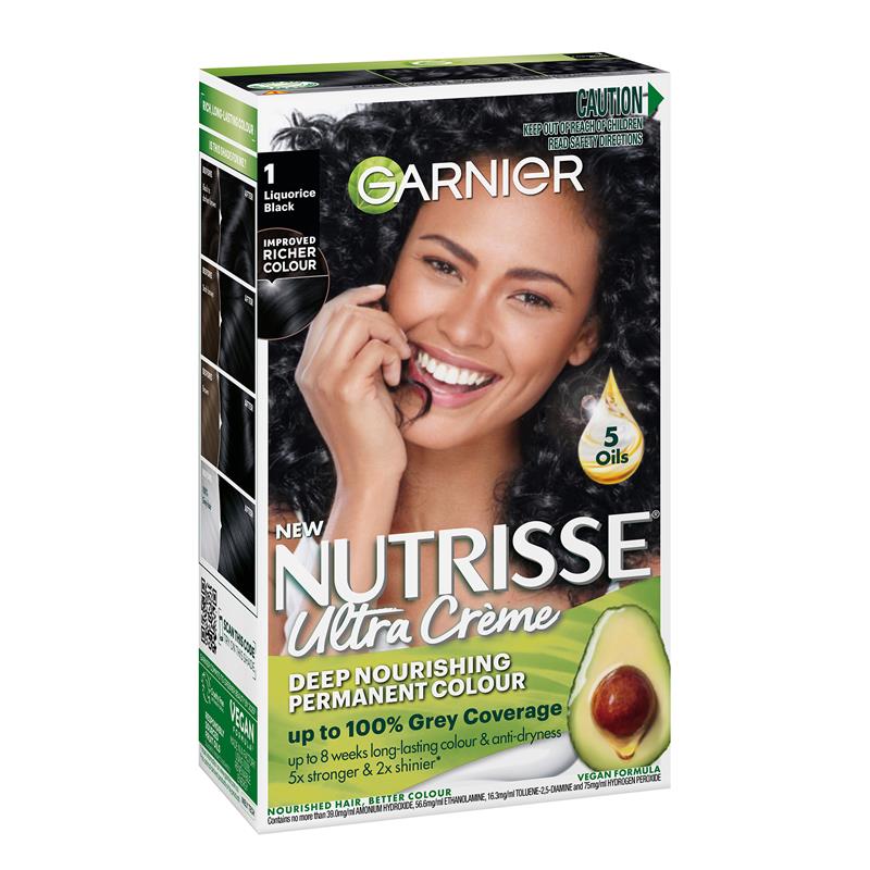 Load image into Gallery viewer, Garnier Nutrisse Permanent Hair Colour - 1 Liquorice Black (Enriched with 4 Natural Oils)
