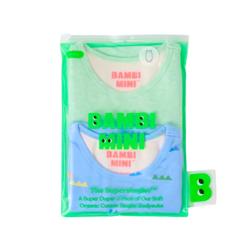 Load image into Gallery viewer, Bambi Mini Co. Supersinglet Bodysuit Boys Green Croc and Triangles 2 pack 0-3
