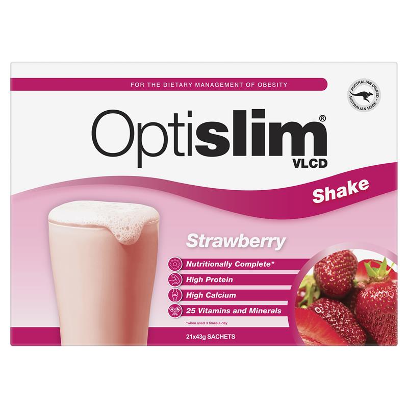 Load image into Gallery viewer, Optislim VLCD Meal Replacement Shake Strawberry 21x43g Sachets

