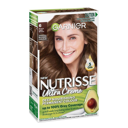 Garnier Nutrisse Permanent Hair Colour - 6 Acorn (Enriched with 4 Natural Oils)