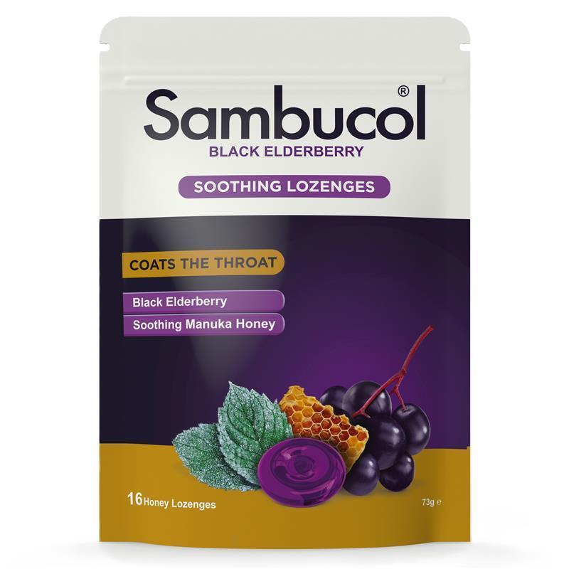 Load image into Gallery viewer, Sambucol Soothing Manuka Honey 16 Lozenges

