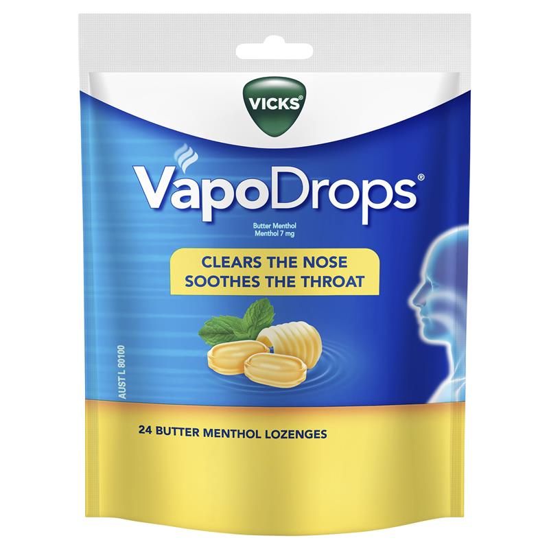Load image into Gallery viewer, Vicks VapoDrops Butter Menthol Lozenges 24 Pack
