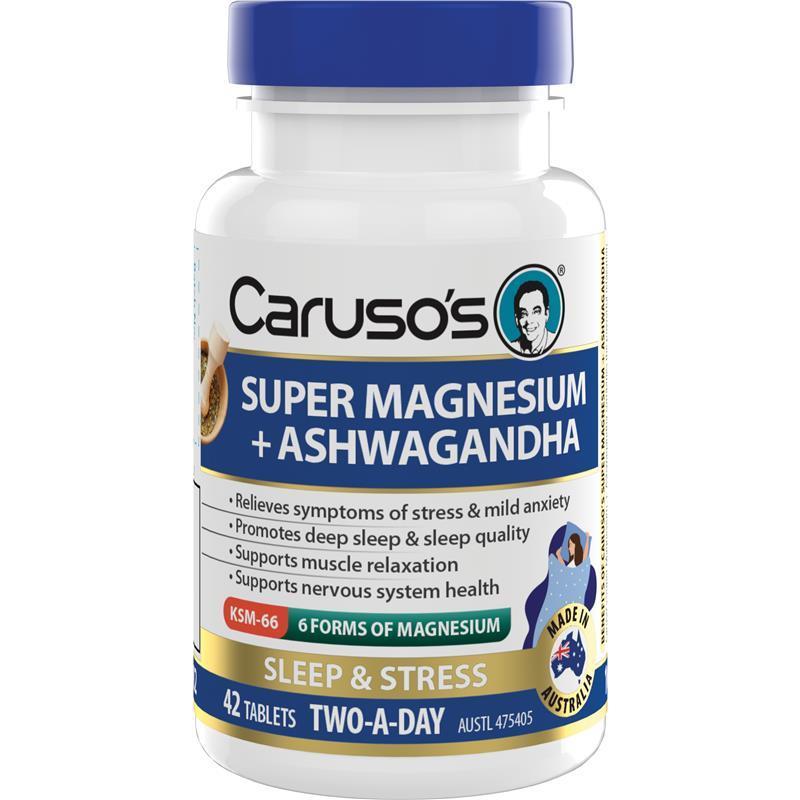 Load image into Gallery viewer, Carusos Super Magnesium + Ashwagandha 42 Tablets
