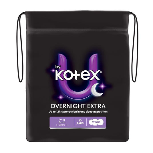 U by Kotex Extra Overnight Pads Wing 10 Pack