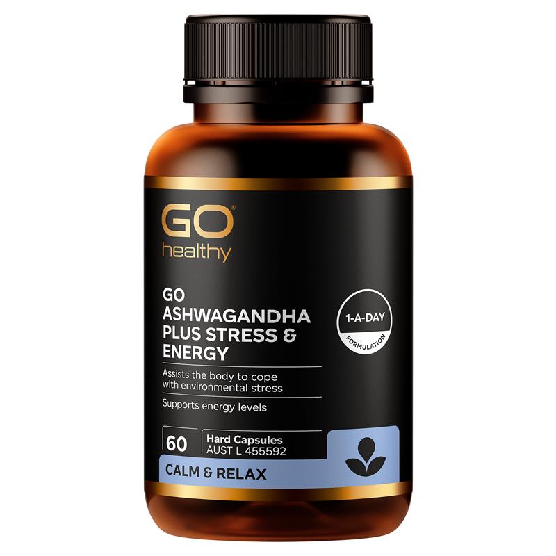 Load image into Gallery viewer, GO Healthy Ashwagandha Plus Stress &amp; Energy 60 Hard Capsules
