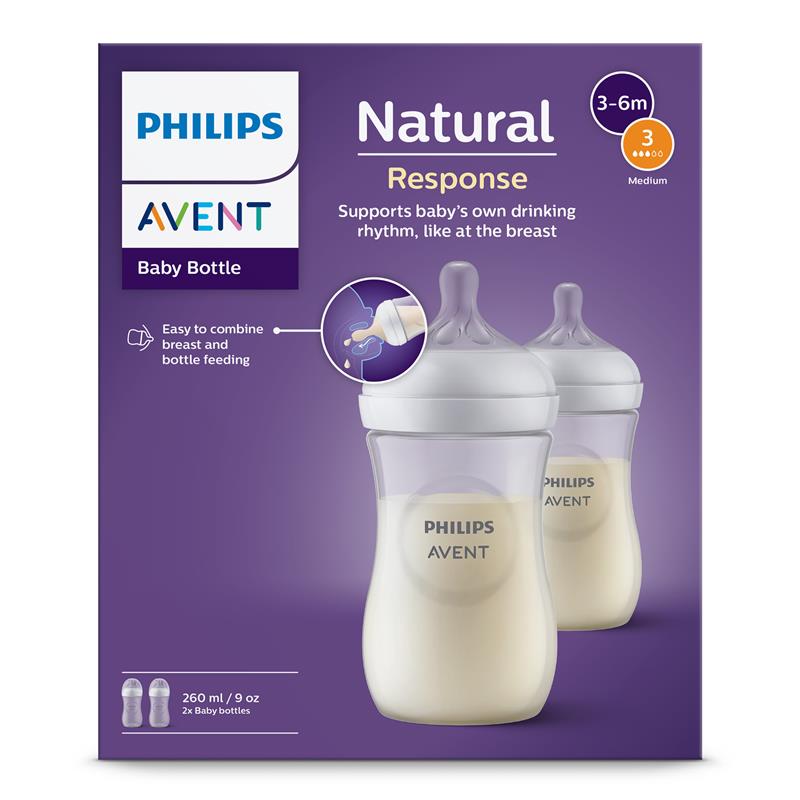 Load image into Gallery viewer, Avent Natural Response Feeding Bottle 260ml 2 Pack
